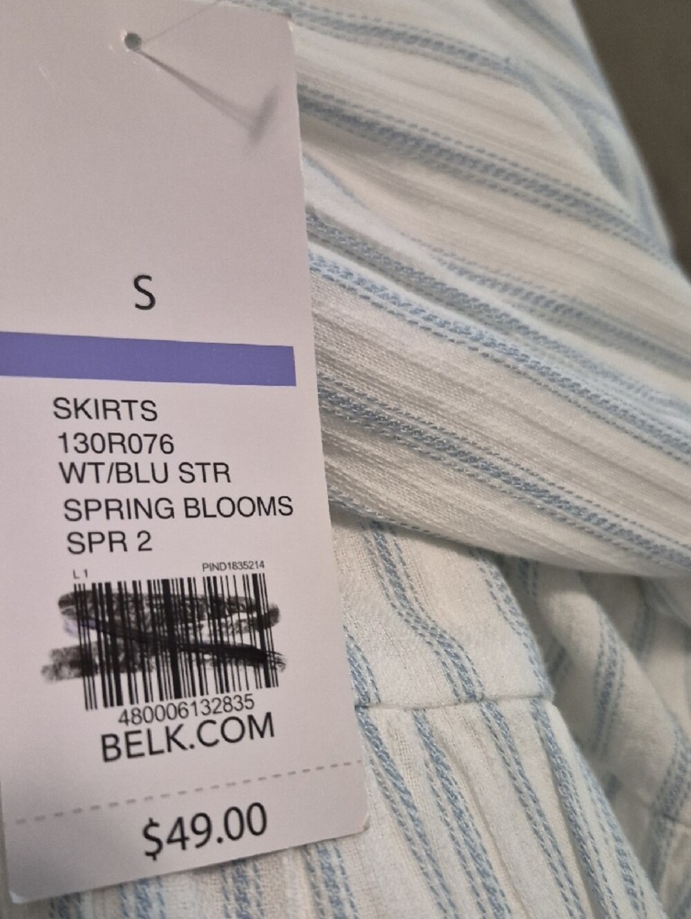 new directions White and Light Blue Striped Tiered Maxi Skirt Size S - Picture 10 of 10
